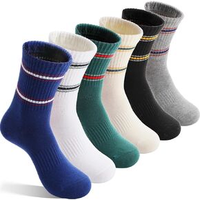 EBMORE 6 Pairs Kids Boys Socks Athletic Basketball Sport Breathable Crew Soft Cotton Youth Socks for Outdoor