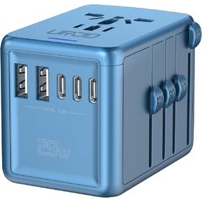 Universal Travel Adapter 100W GaN Fast Charger in One for Europe UK US | 5 USB C/A Ports + 2500W AC Outlet, For MacBook iPhone iPad Laptop Phone, International Power Adapter for 200+ Countries in Kuwait