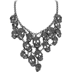 EVER FAITH Austrian Crystal Halloween Skull Cluster Bib Statement Necklace
