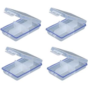 4 Pack Small Tackle Box Organizer, Mini Tackle Box Fishing Tackle Box Organizer Snackle Box Container with Dividers for Hook Lures Flies Fly Tying