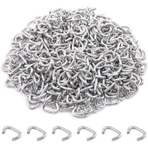 1000 Pcs 3/4" Galvanized Hog Rings, Professional Upholstery Hog Rings Set for Furniture,Fencing,Bagging, Railing, Sausage Casing, Meat bags, Shock Cords