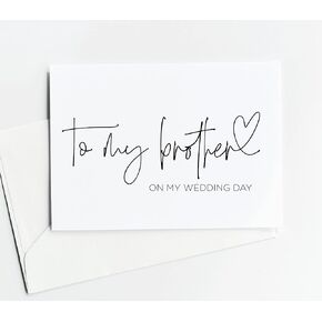 To My Brother on My Wedding Day Card, For Sibling Gifts, Thank You Cards for Bridal Party, From Bride Groom