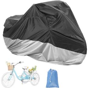 Adult Tricycle Cover Waterproof Outdoor, Bike Covers for 2 Bicycles, Sun Dust Wind Proof Bicycle Cover with Lock Hole, 90.6"L, Ripstop Material, Easy to Carry-Black