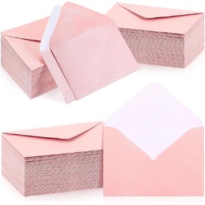 Outus 400 Pcs Bulk Gift Card Envelopes Mini Metallic Envelopes Small Business Cards Invitation Card Sleeves Tiny Envelope for Birthday Wedding Greeting, 4 x 2.7 Inches(Black)