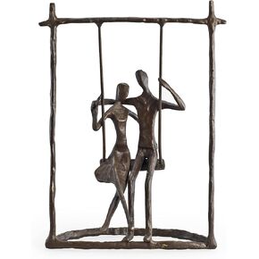 Danya B. Contemporary Metal Art Shelf Décor - Cast Bronze Sculpture - Couple on a Swing for Home and Office Decor, Makes Great Anniversary, Wedding and Valentine's Day Gift