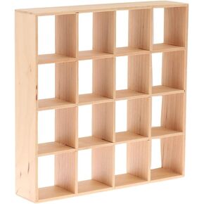 1: 12 Dollhouse Miniature Wooden Storage Rack 16 Grid Shelves Doll House Wall Rack Bookshelf Display Dollhouse Furniture Accessories