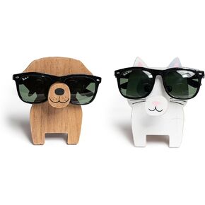 GENMOUS Creative Wood Glasses Holder Stand, 3D Wooden Puzzle Animal Stand, Cute Pet Eyeglass Holder Stand Handmade Sunglasses Display Stand for Desktop Accessory, Home Office Decor Gift in Kuwait