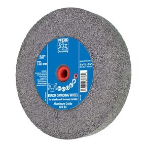 PFERD Bench Grinding Wheel Universal Type | 10x1-1/2x1-1/4 inch, vitrified Bond, Regular Aluminum Oxide, grit Size 24 | 61773 - for Universal use in in The Workshop, Included bushings 1 inch
