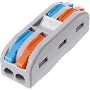 Wire Connectors Nuts, 10Pcs 2 Conductor Compact Splicing Wire Connectors with Colored, 2 Circuit Inline Splices, 28-12 AWG[ SPL-2]