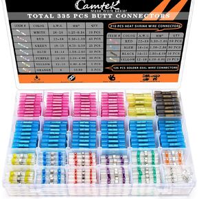 260 قطعة من موصلات المؤخرة المنكمشة بالحرارة، 100 قطعة من موصلات أسلاك اللحام من Camtek و160 قطعة من موصلات تجعيد المؤخرة المنكمشة بالحرارة، أطراف كهربائية مقاومة للماء، مجموعة موصلات أسلاك متنوعة، 26-8 AWG in Kuwait