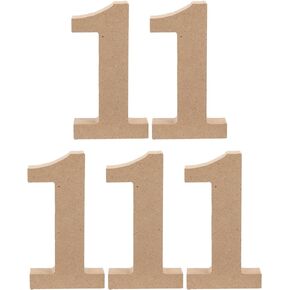 COHEALI Blank Wooden Number paper mache letters paper mache numbers number 1 sign 1 5pcs Unfinished, Light Brown, 10.2X5.5cm