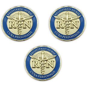 Nurse Coin, The Lord is My Refuge and My Fortress, Psalm 91 and Cura Personalis - Personal Care. Pocket Token of Strength, Peace and Protection. Gold Plated, RN Challenge Coin with Christian Flag