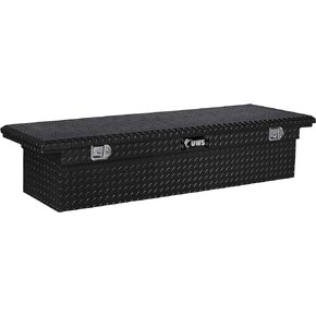 UWS TBS-66-LP-BLK Black 66" Single Lid Low Profile Crossover Tool Box with Beveled Insulated Lid