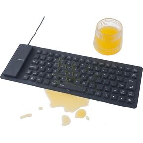 Waterproof Roll Out/Roll Up Keyboard Ideal as Kids Computer Keyboard or Spare/Secondary Keyboard, Flexible, Portable, Foldable Wireless/USB Keyboard Made with Silicone. (Black, Wireless)