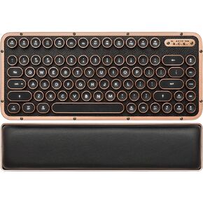Azio Retro Compact Keyboard (Artisan) - Bluetooth Wireless/USB Wired Vintage Backlit Leather Mechanical Keyboard with Arm Rest for Mac and PC (MK-RCK-L-03-US)