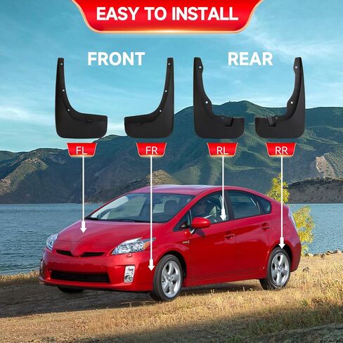 MITZONE Mud Flaps Splash Guards mudguards Compatible with 2010-2015 Toyota Prius Front & Rear 4pc Set in Saudi Arabia
