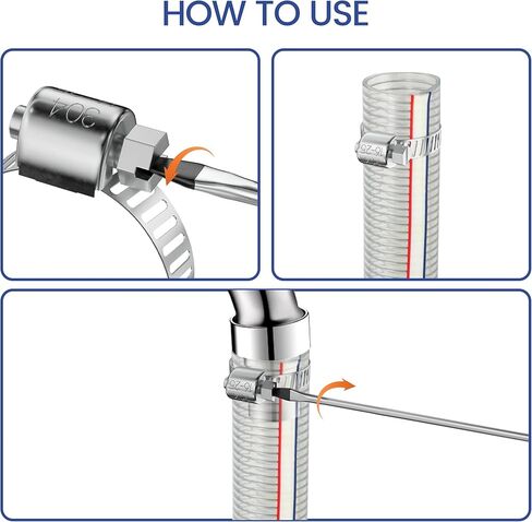 110 قطعة من مشابك خرطوم Bonison - مشبك خرطوم من الفولاذ المقاوم للصدأ 304 مجموعة متنوعة 1/4 بوصة - 1-1/2 بوصة قابلة للتعديل لخط الوقود والسباكة والسيارات والتطبيقات الميكانيكية والأنابيب والأنابيب والحديقة in Kuwait