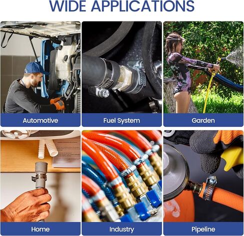 110 قطعة من مشابك خرطوم Bonison - مشبك خرطوم من الفولاذ المقاوم للصدأ 304 مجموعة متنوعة 1/4 بوصة - 1-1/2 بوصة قابلة للتعديل لخط الوقود والسباكة والسيارات والتطبيقات الميكانيكية والأنابيب والأنابيب والحديقة in Kuwait