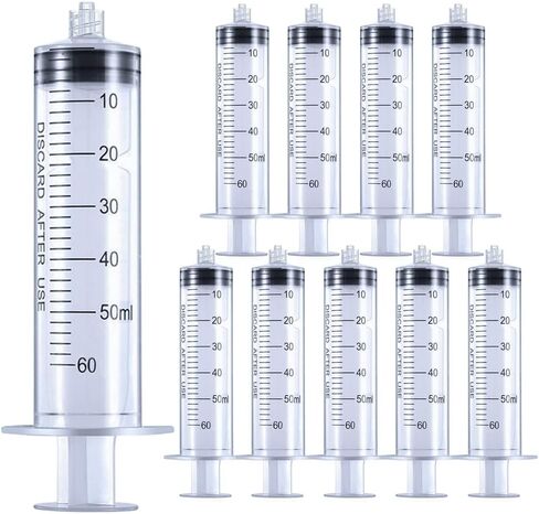 10 Pack 20ml/cc Plastic Luer Lock Syringe Large Syringes without Needle, Individually Wrapped, with Tip Cap for Scientific Labs and Measuring Liquids, Dispensing, Oil or Glue Applicator in Saudi Arabia