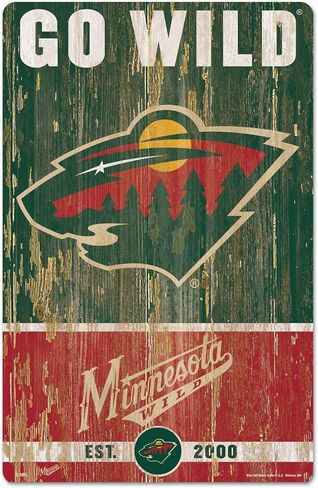 لافتة خشبية NHL Minnesota Wild مقاس 11x17، لون الفريق، مقاس واحد in Saudi Arabia