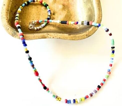 African beaded necklace, Gift for men, Men Gift Tribal necklace, Man necklace, Single strand men' necklace, African beaded necklace for men, Seed bead necklace, Colorful men necklace, Simple necklace, in Saudi Arabia