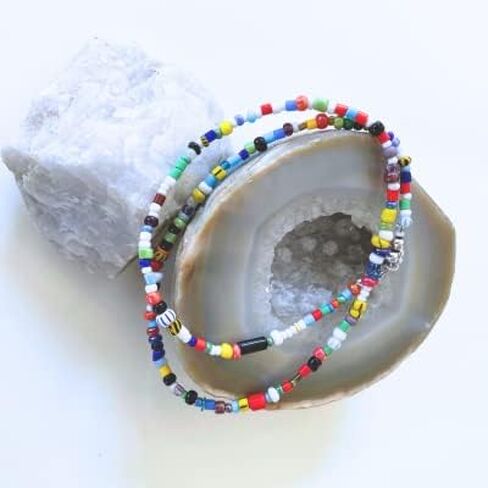African beaded necklace, Gift for men, Men Gift Tribal necklace, Man necklace, Single strand men' necklace, African beaded necklace for men, Seed bead necklace, Colorful men necklace, Simple necklace, in Saudi Arabia