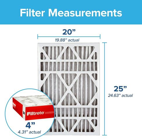 Filtrete 16x25x4 Air Filter, MPR 1000, MERV 11, Allergen Defense 12-Month Deep Pleated 4-Inch Air Filters, 2 Filters, White in Saudi Arabia