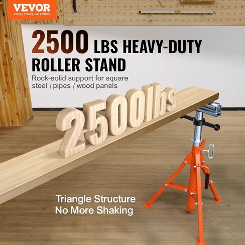 VEVOR Roller Stand, Heavy Duty 2500 LBS Load Capacity Tool Stand - 28"-52" Height Adjustable - Foldable Space-Saving Design - for Woodworking and Metalworking Long Boards, Metal Pipes or Bars in Saudi Arabia