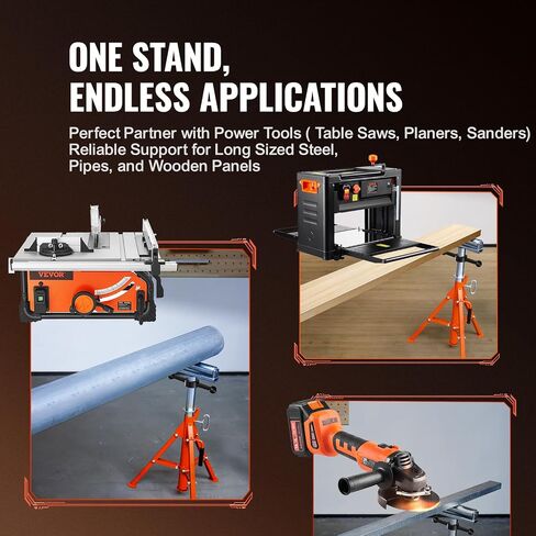 VEVOR Roller Stand, Heavy Duty 2500 LBS Load Capacity Tool Stand - 28"-52" Height Adjustable - Foldable Space-Saving Design - for Woodworking and Metalworking Long Boards, Metal Pipes or Bars in Saudi Arabia