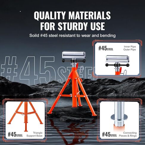 VEVOR Roller Stand, Heavy Duty 2500 LBS Load Capacity Tool Stand - 28"-52" Height Adjustable - Foldable Space-Saving Design - for Woodworking and Metalworking Long Boards, Metal Pipes or Bars in Saudi Arabia