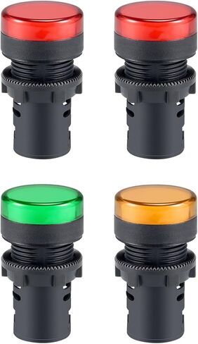 uxcell 4 قطع أحمر أخضر أصفر ضوء مؤشر تيار متردد/تيار مستمر 12 فولت، حامل لوحة 22 مم، للوحة التحكم الكهربائية، HVAC، مشاريع DIY in Kuwait