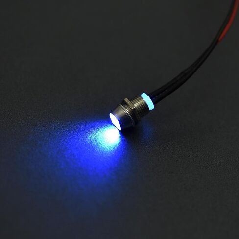uxcell LED Indicator Light AC/DC 110V 8mm Panel Mount Blue LED Signal Lamp Metal Shell 5Pcs in Kuwait