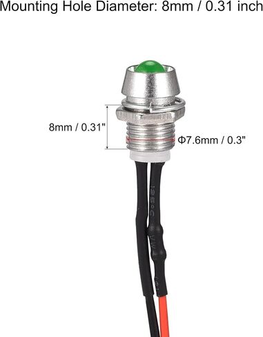 uxcell LED Indicator Light AC/DC 110V 8mm Panel Mount Blue LED Signal Lamp Metal Shell 5Pcs in Kuwait