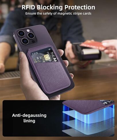 Magnetic Wallet Compatible with Magsafe, Stronger Magnetic Phone Wallet & Card Holder for iPhone 15/14/13/12 Series, Flexible Adjustable Leather Wallet Stand with 4 Card Holders, Black in Saudi Arabia