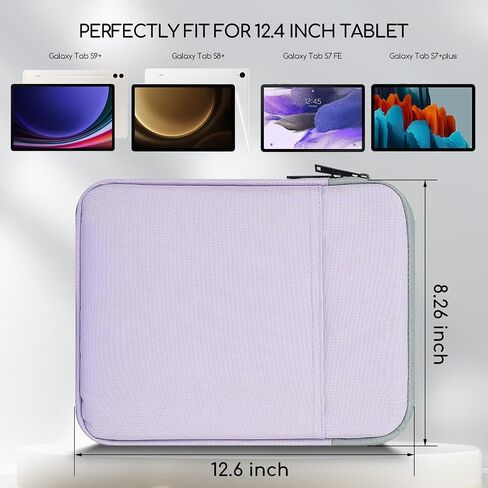 حقيبة حافظة للكمبيوتر اللوحي مقاس 12.4 بوصة لجهاز 2023 Galaxy Tab S9+ Plus 12.4 بوصة/Galaxy Tab S9 FE+، Galaxy Tab S8+/Galaxy Tab S7 FE/Galaxy Tab S7+/Galaxy S7+ Plus حافظة حمل واقية (أسود) in Kuwait