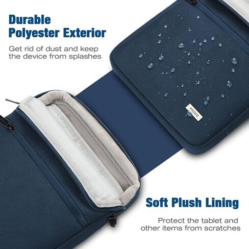 MoKo 9-11 Inch Tablet Bag, 360° Protective Carrying Case Fits iPad Air 5/4th 10.9, iPad Pro 11 inch, iPad 9/8/7th 10.2, iPad 10th Gen 10.9, with Multi-Pockets, Shoulder Strap & Earphone Port, Indigo in Saudi Arabia