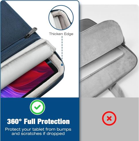 MoKo 9-11 Inch Tablet Bag, 360° Protective Carrying Case Fits iPad Air 5/4th 10.9, iPad Pro 11 inch, iPad 9/8/7th 10.2, iPad 10th Gen 10.9, with Multi-Pockets, Shoulder Strap & Earphone Port, Indigo in Saudi Arabia