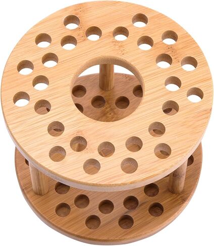 J JACKCUBE DESIGN 360 Rotating Paint Brush Holder Bamboo Watercolor Artist Brush Water Coloring Organizer Display Stand Tray Rack with 27 Holes and 1 Big Hole – MK441A in Saudi Arabia