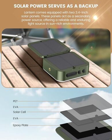 Camping Lantern, Collapsible Solar LED Lamp, 5200mAh Solar/USB Charging, 1000LM, 5 Light Modes, IPX4 Waterproof, Portable Emergency Light （Black） in Saudi Arabia