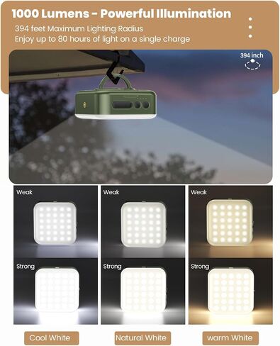 Camping Lantern, Collapsible Solar LED Lamp, 5200mAh Solar/USB Charging, 1000LM, 5 Light Modes, IPX4 Waterproof, Portable Emergency Light （Black） in Saudi Arabia