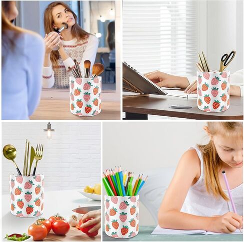 WAVEYU Pen Holder for Desk, Pencil Cup Pink Glitter Bling for Women Girls, Luxury Makeup Brush Holder Large Pu Leather Multi-Functional Organizer Cup for Office, Classroom, Home, Rose Gold in Saudi Arabia