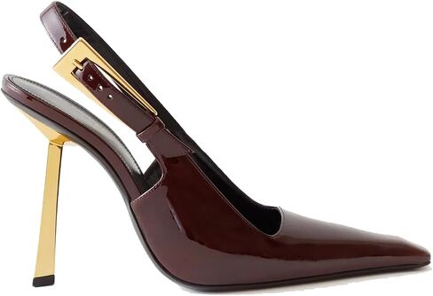 THESHY Women's Slingback Stiletto High Heels Square Toe Metal Buckle Pumps Backless Patent Leather Fashion Dress Shoes for Women in Saudi Arabia