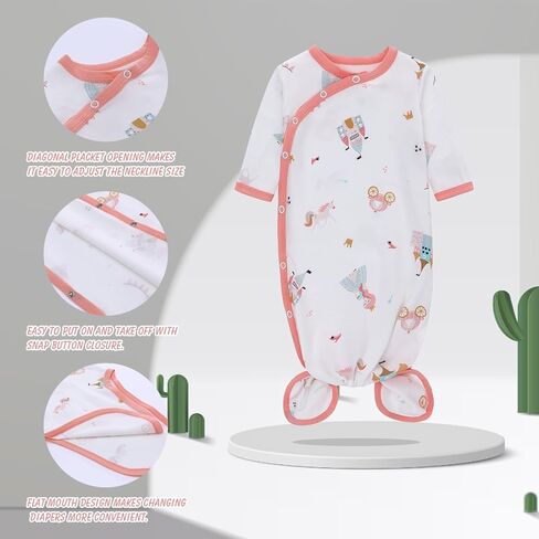 مجموعة فساتين معقودة للأطفال حديثي الولادة مع قبعة مكونة من 3 قطع ملابس للرضع مجموعة ملابس منزلية in Kuwait