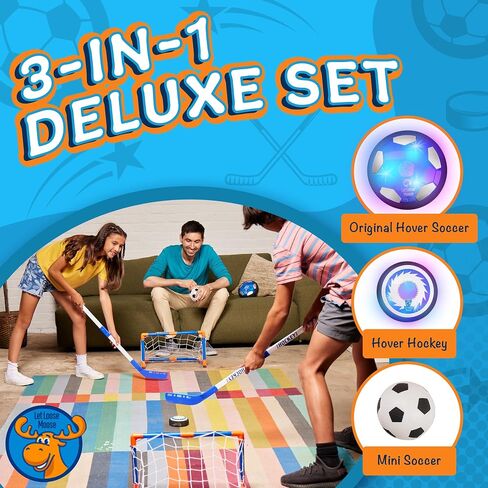 Let Loose Moose Hover Soccer Ball, Set of 2 LED Soccer Ball Toys, Gifts for 8 Year Old Boys, Indoor LED Floating Football for 7 Year Old Kids, Boy Birthday Gifts Age 4-6, 6-8, 8-12 Fun Sport Toy in Saudi Arabia