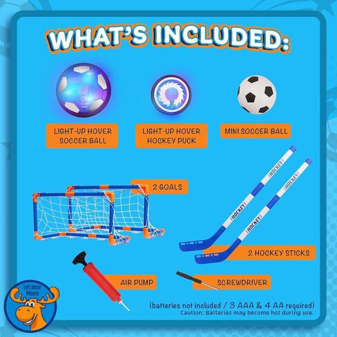 Let Loose Moose Hover Soccer Ball, Set of 2 LED Soccer Ball Toys, Gifts for 8 Year Old Boys, Indoor LED Floating Football for 7 Year Old Kids, Boy Birthday Gifts Age 4-6, 6-8, 8-12 Fun Sport Toy in Saudi Arabia