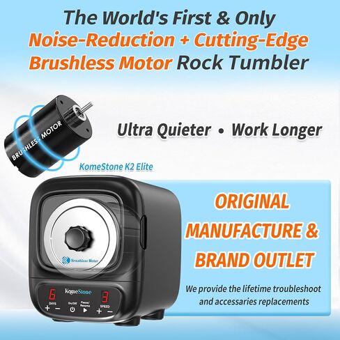 مجموعة K2 Elite Professional Rock Tumbler Kit، أداة تلميع الصخور فائقة الهدوء وذات حافة القطع للبالغين وجامع الصخور، تقليل الضوضاء، برميل كبير جدًا بوزن 3 رطل، هدية STEM لجميع الأعمار in Kuwait
