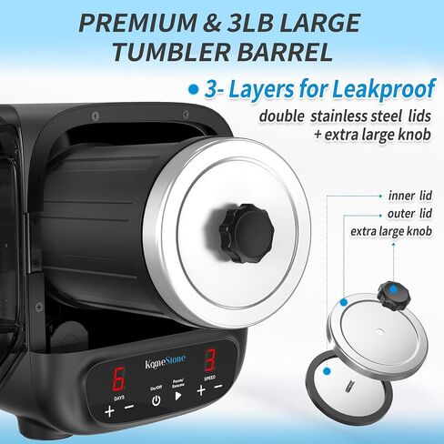 مجموعة K2 Elite Professional Rock Tumbler Kit، أداة تلميع الصخور فائقة الهدوء وذات حافة القطع للبالغين وجامع الصخور، تقليل الضوضاء، برميل كبير جدًا بوزن 3 رطل، هدية STEM لجميع الأعمار in Kuwait