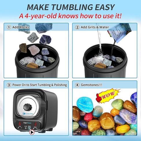 مجموعة K2 Elite Professional Rock Tumbler Kit، أداة تلميع الصخور فائقة الهدوء وذات حافة القطع للبالغين وجامع الصخور، تقليل الضوضاء، برميل كبير جدًا بوزن 3 رطل، هدية STEM لجميع الأعمار in Kuwait