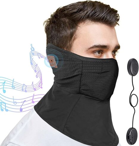قناع تبريد للرقبة مع سماعات رأس لاسلكية تعمل بتقنية البلوتوث، قناع نصف وجه موسيقي للرجال/النساء، قناع للرقبة مناسب لجميع الأحوال الجوية للتزلج والصيد والمشي لمسافات طويلة والدراجات النارية والجري وركوب الدراجات in Kuwait
