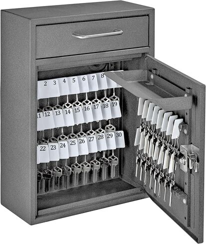 Mail Boss 8154 - Key Boss - Heavy Duty Commercial Grade Steel High Security Adjustable Key Cabinet - 105 Position Organizer Drop Box Locking Safe, with Keyed Lock, Black in Kuwait